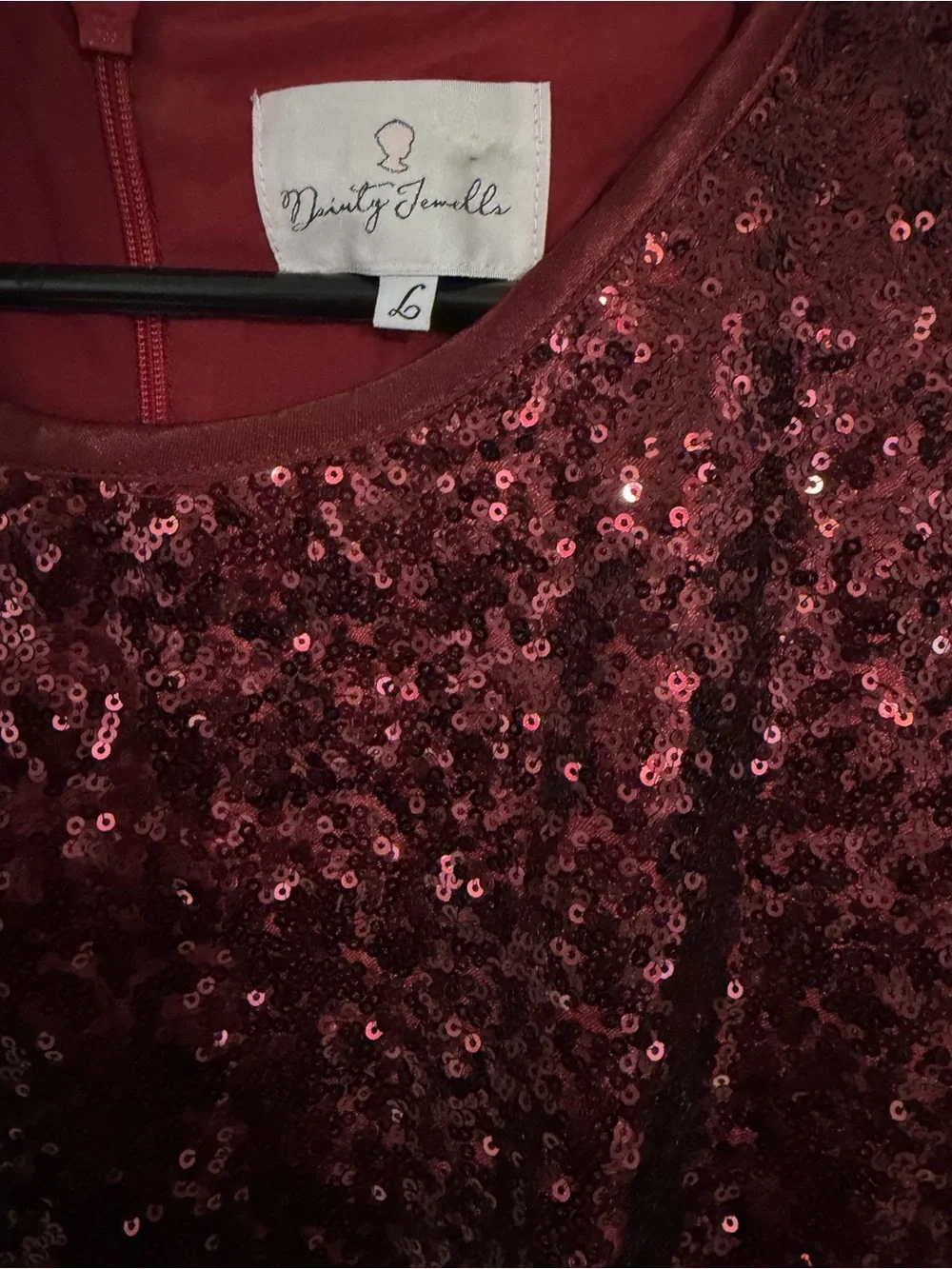 Dainty Jewells Burgundy Long Sleeve Sequin Midi Dress - Picture 2 of 2